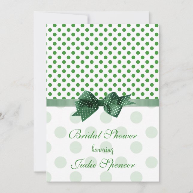 Green apple white polka dot Bridal shower Invite (Front)