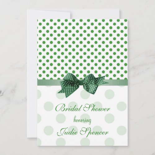 Green apple white polka dot Bridal shower Invite