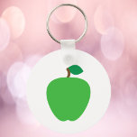 Green Apple with Leaf Keychain<br><div class="desc">Do you like fruit themed keychains?  This key chain features a graphic of a green apple.</div>