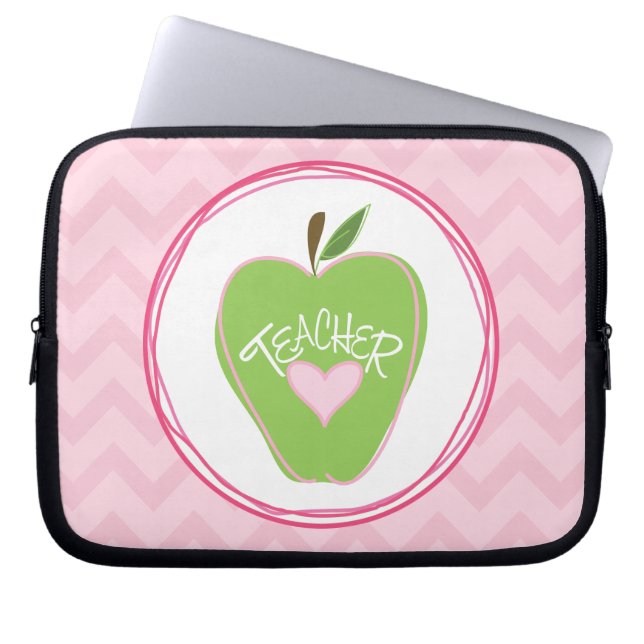Green Apple & Zigzag Laptop Sleeve (Front)