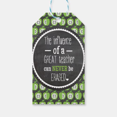 Green Apples Chalkboard Teacher Gift Tags