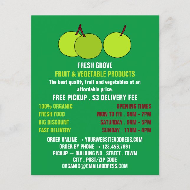Green Apples, Greengrocers Advertising Flyer (Front)