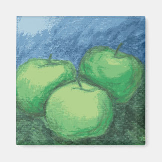 Green Apples in Oil Pastels Magnet