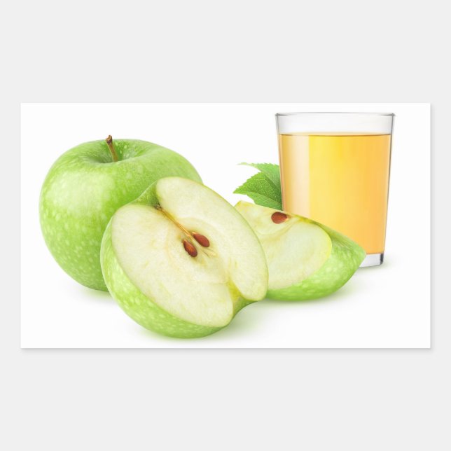 Green apples juice rectangular sticker (Front)