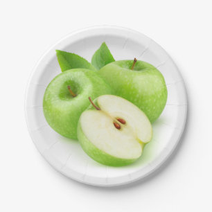 Green apples paper plates