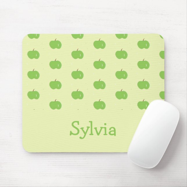 Green apples pattern monogram mouse pad (With Mouse)