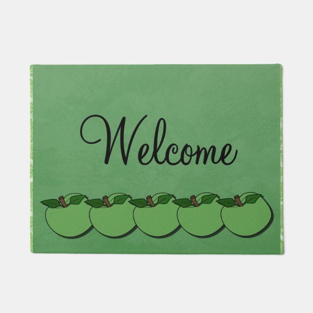 Green Apples Teacher Welcome Doormat (Front)