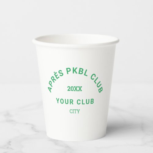 Green Aprs PKBL Club Crest Pickleball Paper Cups