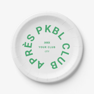 Green Après PKBL Club Crest Pickleball Paper Plates