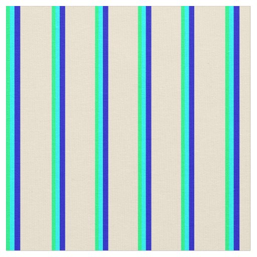 Green, Aqua, Blue, and Beige Stripes Fabric