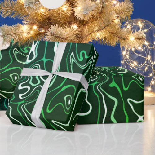 Green aqua damascus abstract swirls cool pattern wrapping paper
