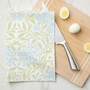 Green Aqua Floral Damask Pattern Towel