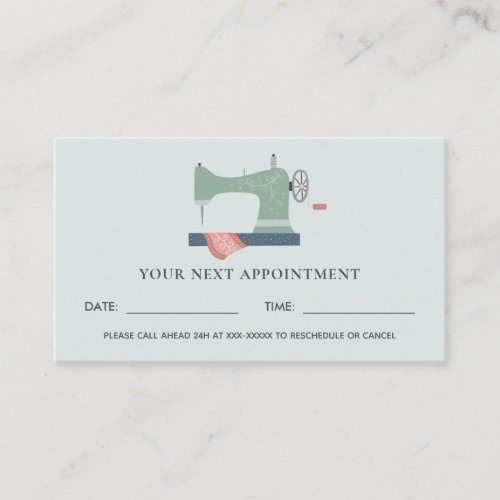 GREEN AQUA PINK SEWING MACHINE TAILOR APPOINTMENT BUSINESS CARD