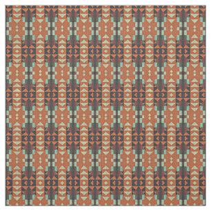 Green Aqua Turquoise Red Orange Brown Ethnic Look Fabric