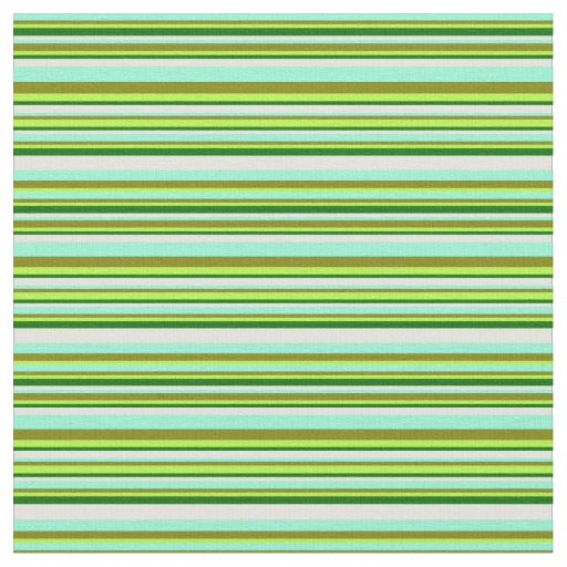 Green, Aquamarine, Light Yellow Stripes Pattern Fabric