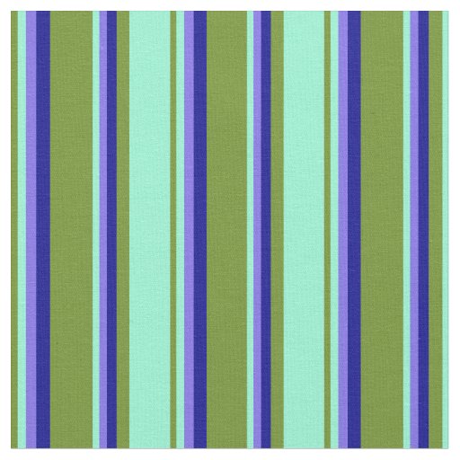 Green, Aquamarine, Medium Slate Blue & Dark Blue Fabric