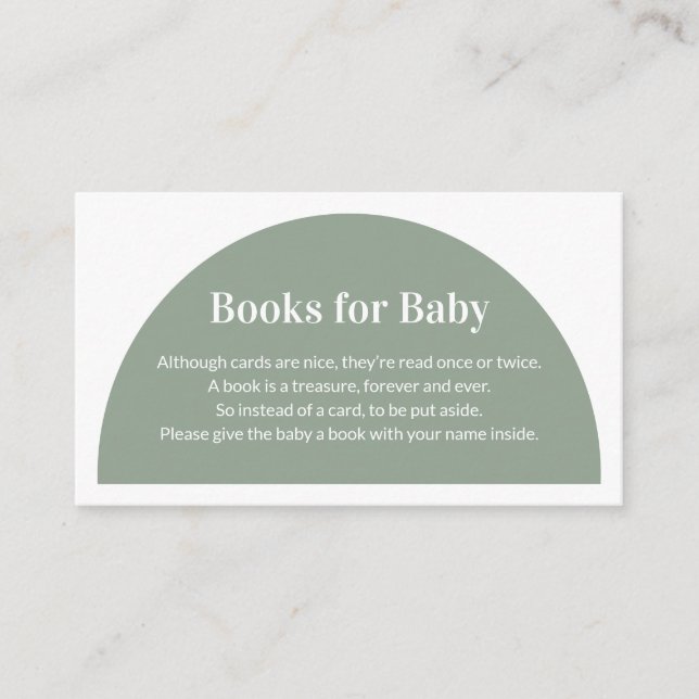 Green Arch Books for Baby Baby Shower Enclosure Ca Card (Front)