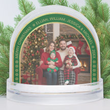 Green Arch Christmas Family Photo Faux Gold Foil