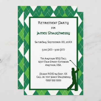 Green Argyle And Golf Party Invitation by csinvitations at Zazzle