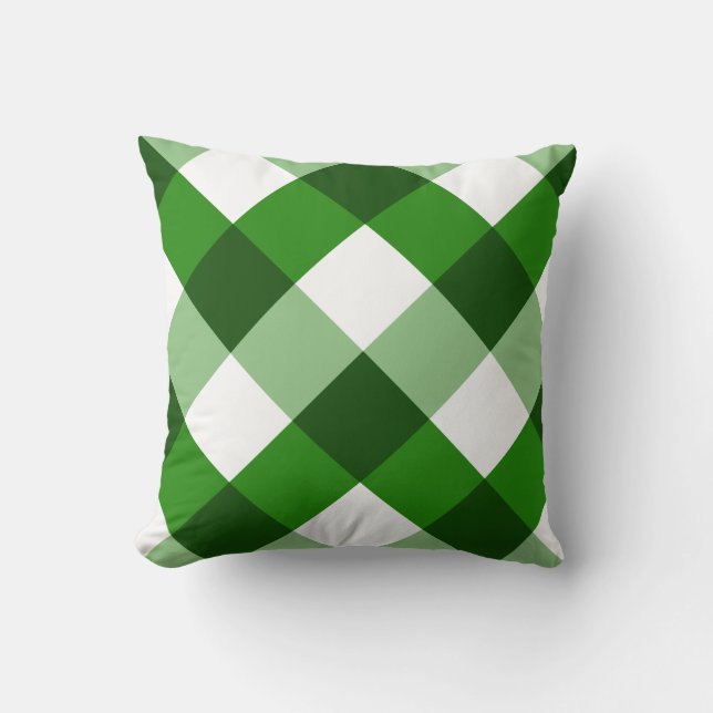 Green Argyle Diamond Pattern Throw Pillow (Front)