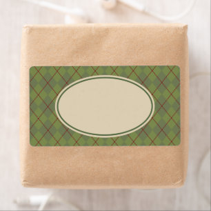 Green Argyle Holiday Labels