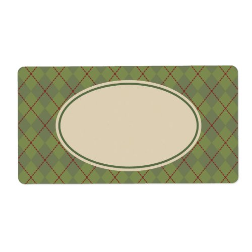 Green Argyle Holiday Labels