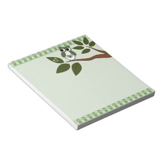 Green Argyle Love Owl Notepad
