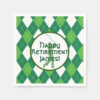 Green Argyle Pattern and Golf Party Paper Napkins