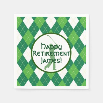 Green Argyle Pattern And Golf Party Paper Napkins by csinvitations at Zazzle