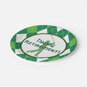Green Argyle Pattern And Golf Party Paper Plates by csinvitations at Zazzle