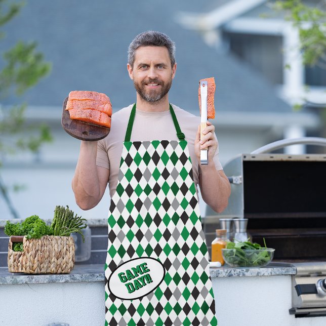 Green Argyle Pattern Game Day Apron (Creator Uploaded)