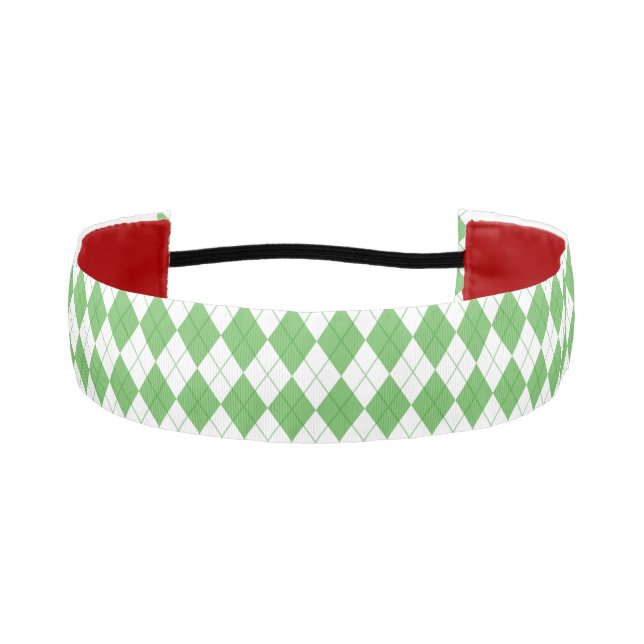 Green Argyle Pattern Golf  Athletic Headband (Front)