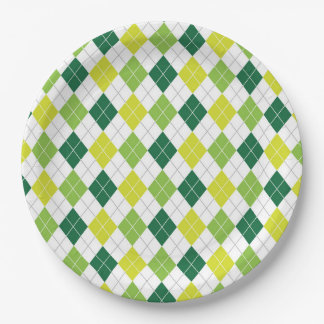 Green Argyle Pattern Paper Plates