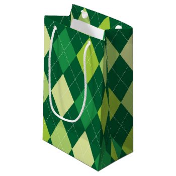 Green Argyle Pattern Small Gift Bag by LifeOfRileyDesign at Zazzle