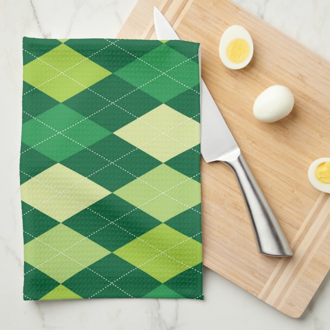 Green argyle pattern towel (Quarter Fold)