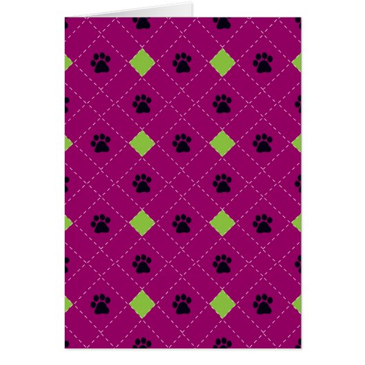 Green Argyle Paw Prints Cards (Front)