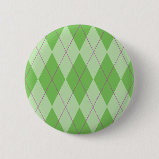 Green Argyle Pinback Button