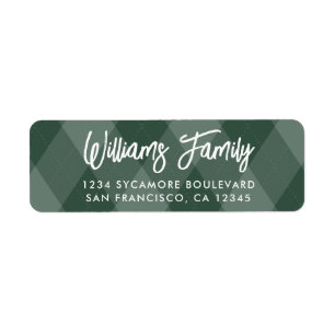 Green Argyle Tartan Plaid Family Return Address Label
