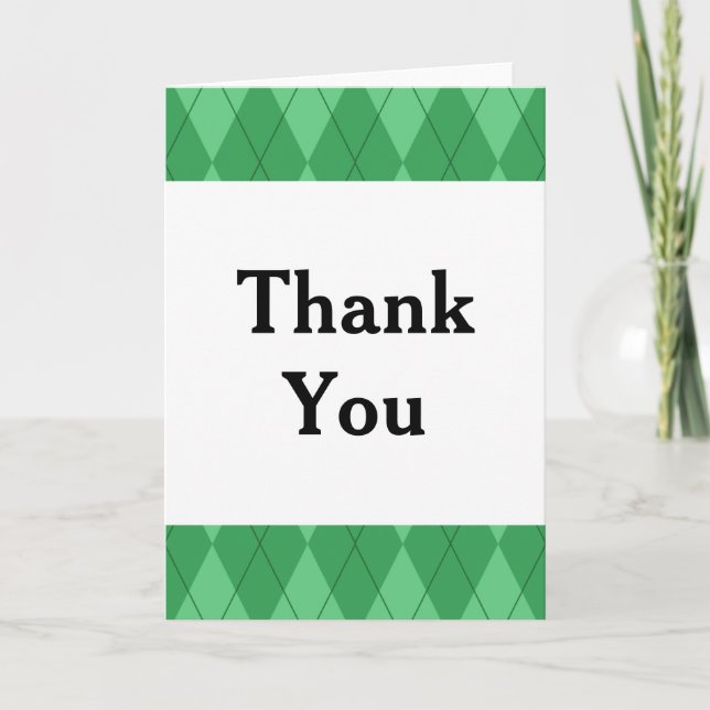 Green Argyle Thank You Card (Front)