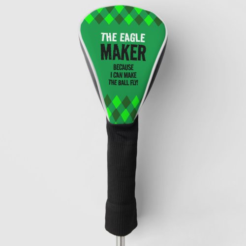 Green Argyle The Eagle Maker Golf Head Cover