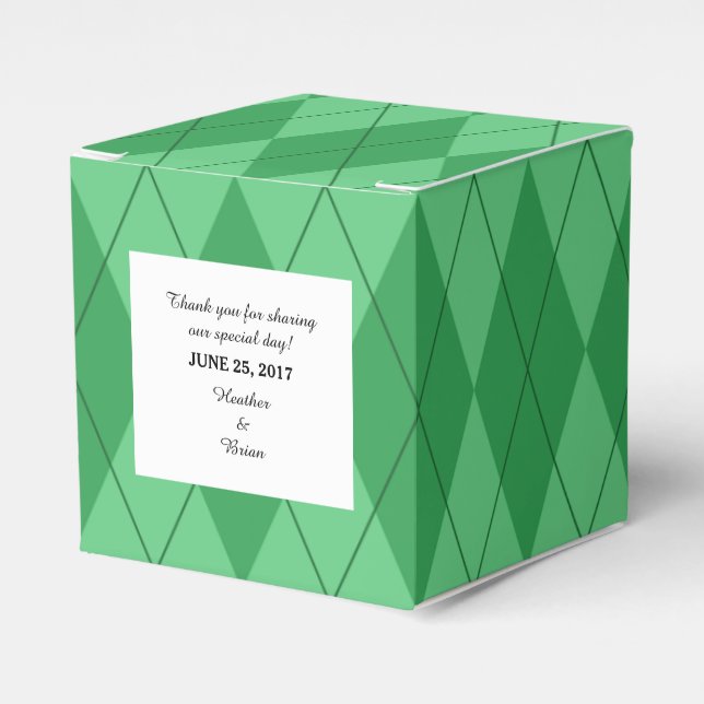 Green Argyle Wedding Favor Boxes (Front Side)