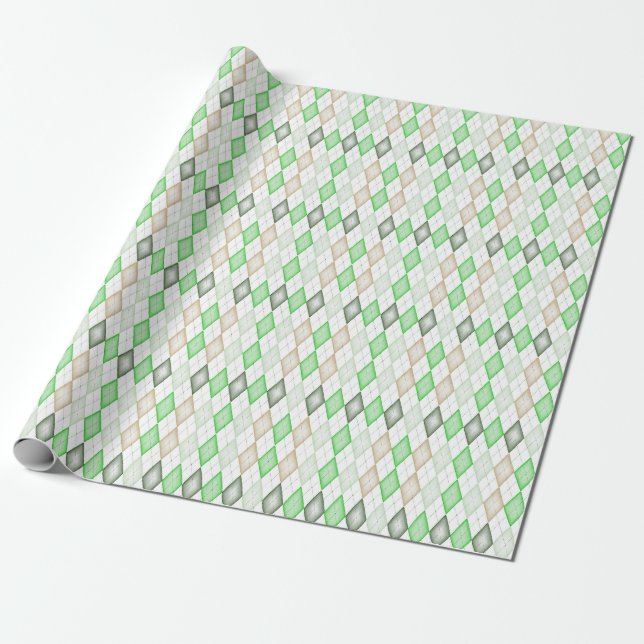 Green Argyle Wrapping Paper (Unrolled)