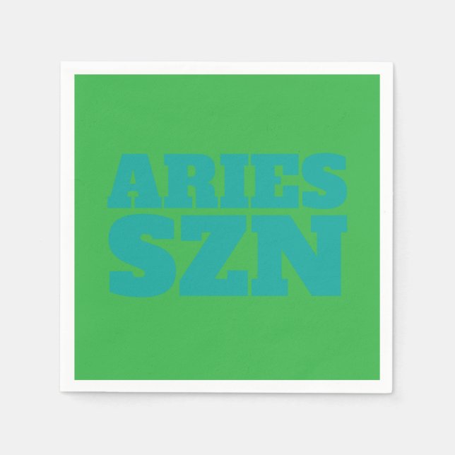 Green Aries SZN Cool Napkins (Front)