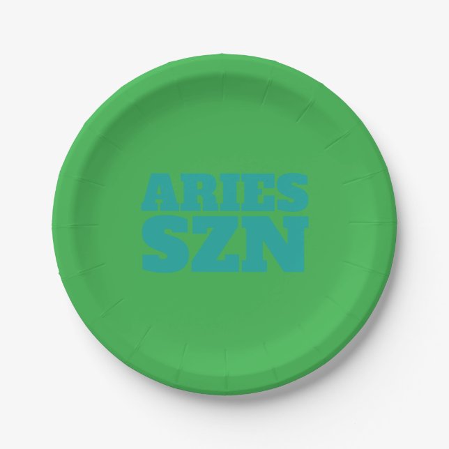 Green Aries SZN Cool Paper Plates (Front)