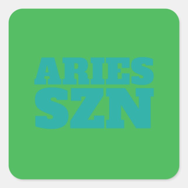 Green Aries SZN Cool Square Sticker (Front)