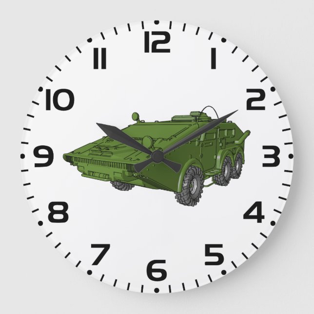 Green Armoured Military Vehicle Large Clock (Front)