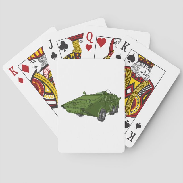 Green Armoured Military Vehicle Poker Cards (Back)