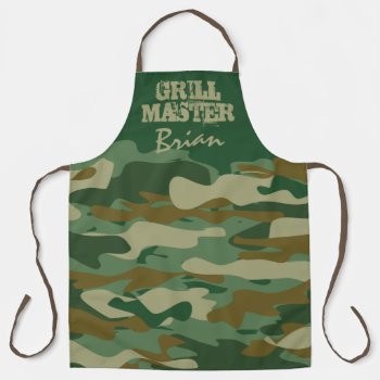 Green Army Camo Camouflage Grill Master Big Bbq Apron by backgroundpatterns at Zazzle