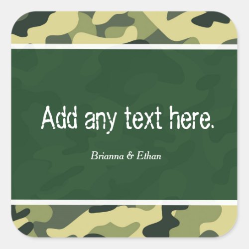 Green Army Camo Camouflage Party Favor Stickers