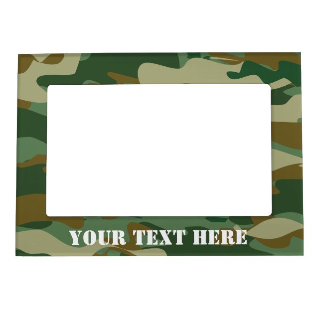 Green army camo camouflage picture frame magnet (Front)